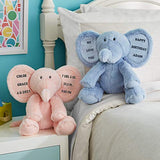 Let's Make Memories Personalized Stuffed Elephant - Birthday, New Baby, Get Well - Plush Stuffed Animal - Customize with Message - Blue