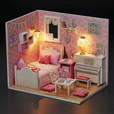 Flever Dollhouse Miniature DIY House Kit Creative Room with Furniture and Cover for Romantic Valentine's Gift (Sunny Princess)