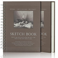 5.5" x 8.5" Sketch Book, Small Sketch Pad for Drawing-Spiral Bound, Pack of 2, 200 Sheets (68 lb/100gsm), Acid-Free Drawing Paper for Kids Teens & Adults