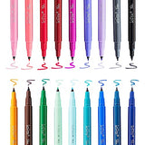 Marvy Uchida Le Pen Flex Multicolor Set - 18 Basic and Pastel Colors | Smear-Resistant and Quick-Drying Brush Pen for Hand Lettering, Journals, And Planners