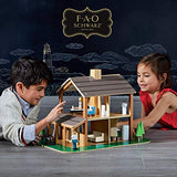FAO Schwarz 36-Piece Wooden Dollhouse, Best Toy for Girls and Boys, Includes Furniture and Accessories, Flip The Roof to go from Summer to Winter