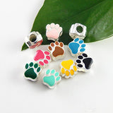 Julie Wang 80pcs Mixed Enamel Cat Dog Paw Footprint Beads for European Charm Bracelet 11x11mm