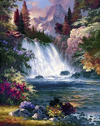 5D DIY Diamond Painting Waterfalls Landscapes, Kaliosy by Number Kits Paint with Diamonds Arts Craft Wall Stickers for Bedroom Decoration 12x16 inch K1-903 (X11892)