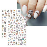 JMEOWIO 8 Sheets Animal Cat Nail Art Stickers Decals Self-Adhesive Pegatinas Uñas Cute Nail Supplies Nail Art Design Decoration Accessories