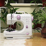 Mini Sewing Machine Electric Overlock Sewing Machines - Small Household Sewing Handheld Tool (12 Stitches, 2 Speeds, Foot Pedal)