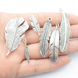 100g Feather Charms Collection - Antique Silver Bronze Patina Big Goose Bird Plume Plumage Pinion