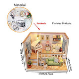 WYD Creative Birthday Toy Gift Art Wooden Doll House Mini House with Furniture Kit Gift for Child Lover Parents (Flower Story)