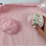 Gazzal Baby Cotton XL Yarn 50% Turkish Cotton 50% Acrylic 2 Pack (Ball) Total 3.52 Oz (100g) / 228 Yrds (210m) Super Soft, DK- Worsted Baby Yarn (3432 Whie)