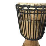 Hand-carved African Djembe Drum - Solid Wood, Goat Skin - Made in Ghana - 8x16