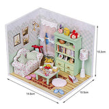 Decdeal DIY House Decor with LED Light Accessories Furniture Miniature Doll House Wooden Craft Kits Best Birthday Gifts for Women and Girls