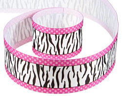 HipGirl Boutique 1.5" Zebra Print Grosgrain Ribbon for Cheerleader Hair Bows, Sewing