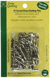 Dritz 3031 Size 2 Quilting Brass Curved Basting Pins, 75-Pack