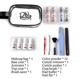 REDNEE Dip Powder Nail Kit Starter 12 Colors with Gel Liquid and Manicure Tools Dipping Essential Travel Kit - RE07 Classy Color