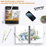 Mix Media Pad, Ohuhu 10"×7.6" Mixed Media Art Sketchbook, 120 LB/200 GSM Heavyweight Papers 62 Sheets/124 Pages, Spiral Bound Mixed Media Paper Pad for Acrylic, Watercolor, Painting ht Papers 62 Sheets/124 Pages, Spiral Bound Mixed Media Paper Pad for Acr