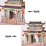 WYD DIY Chinese Style Ancient Building Model Kit Pavilions and Towers 3D Dollhouse Surprise Assembly Puzzle Gift Craft Toys for Children and Adults (B)