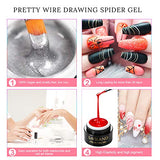 6 Colors Spider Gel, Saviland New Upgraded Matrix Gel with Gel Paint Design Nail Art Wire Drawing Gel for Line (White Black Red Blue Gold Silver)
