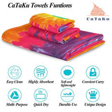 CaTaKu Towels Set 3-Piece Rainbow Tie Dye Towel Bathroom Sets 1 Bath Towel 1 Washcloth 1Hand Towel Towel Set of 3 Soft Multifuntion for Home Kitchen Hotel Gym Swim Spa.