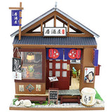 Dollhouse Miniature with Furniture, DIY Wooden Doll House Kit Japanese-Style Plus Dust Cover and LED, 1:24 Scale Creative Room Idea Best Gift for Children Friend Lover (Izakaya)