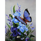 DIY 5D Diamond Painting Kits for Adults Kids, Flower and Butterfly Paint by Numbers Kits on Canvas, Full Drill Round Diamond Painting Sets for Gift Home Wall Decor