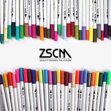 ZSCM 60 Colors Dual Tip Brush Pens Art Markers Set, Fine and Brush Tip Colored Dual Pen for Kid Adult Coloring Book Drawing Bullet Journal Planner Calendar Art Projects