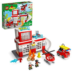 LEGO DUPLO Rescue Fire Station & Helicopter 10970 Building Toy; Playset with Fire Truck and Helicopter; for Ages 2+ (117 Pieces)