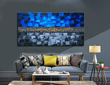 Winpeak Art Handmade Blue Abstract Artwork Textured Modern Oil Painting on Canvas