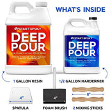Upstart Epoxy 2" Deep Pour Epoxy Resin Kit DIY - Made in USA - Super Ultra Crystal Clear 2 Part Formulation - Perfect Casting Resin for River Table, Countertop, Tabletop, Art, Jewelry - 3 Gallon Kit