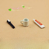 Aland 3Pcs Miniature Bathroom Toothbrush Toothpaste Cup Set for 1/6 1/12 Doll House