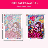 DIY 5D Diamond Painting Kits for Adults & Kids Colourful Full Drill Diamond Art，Paint by Diamonds, Perfect for Home Wall Decor Christmas Children's Birthday Gifts,Flower and Princess(12x16Inch)