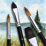 Fuumuui 5pcs Superior Sable Watercolor Paint Brushes + 2pcs Squirrel Hair Flat & Cat's Tongue Oval Wash Professional Watercolor Brushes Perfect for Watercolor Gouache Inks Painting