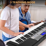 BIGFUN Portable Electronic Keyboard Piano - 61 Keys Piano Keyboard for Beginner & Professional, with LCD Display & Microphone and Power Adapter, Multifunctional Digital Piano for Kids & Adults