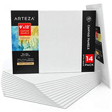 Arteza Canvas Panels 9x12 Inch, White Blank Pack of 14, 100% Cotton, 12.3 oz Primed, 7 oz Unprimed, Acid-Free, for Acrylic & Oil Painting, Professional Artists, Hobby Painters & Beginners