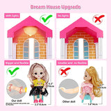 Dream House Doll House Kit, DollHouse with Lights, Slide, Pets and Dolls, DIY Pretend Play Building Playset Toys with Asseccories and Furniture, Princess House for Toddlers, Kids Boy & Girl (11 Rooms)