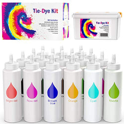 Tie Dye Kit for Kids and Adults - Easy DIY Tie Dye Party Kit with 18 Colors, Fabric Dye Refills, Rubber Bands, Gloves, Table Cover + More Supplies - Fun-at-Home Holiday or Birthday Gift (Rainbow)