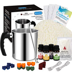 DINGPAI Candle Making Supplies Kit, Complete Soy Candle Making Set with Silver Candle Melting Pot, 1LB Soy Wax, Fragrance, Candle Dyes, Wicks, Wicks Sticker, Wicks Holder, Production Instructions