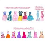 Doll Clothes and Accessories for 11.5 Inch Dolls with Closet DIY Toy Set Including Wardrobe Clothes Shoes Hangers Necklace Bags Stickers Stars and Other DIY Materials