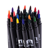 Dual Brush Pen Colored Art Markers 24 Colors - With Fineliner Fibre Tip 0.4 Fine Point - Sketch Drawing Marker - perfect for coloring books for adults qianshan