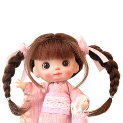 AIDOLLA Doll Wig for 1/8 5-6inch 13-15 cm Pony Braids BJD Mini Doll Wig Girls Gift Lati Yelow Synthetic Mohair Doll Hair (15)
