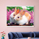 DIY 5D Diamond Painting Kits Full Drill Rabbits Rhinestone Crystal Embroidery Picture Cross Stitch Painting by Diamonds Canvas Wall Art Home Wall Decoration Crafts 16X12 inches