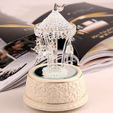 Qxmall K9 Crystal Multicolor Auto Color-Changing Rotation Wind Up Carousel Music Box