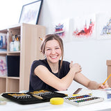 VisuartPRO Acrylic Paint Brush Set with 15 Premium Artist Brushes and Bonus 24 Color Acrylic Paint - Ultimate Kit for Canvas, Wood, Ceramic, Fabric (Acrylic Paint Set)