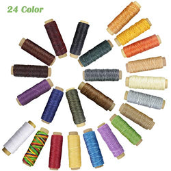 24 Colors Waxed Thread,Colorful Leather Thread, Leather Sewing Thread,Hand Stitching Thread for