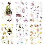 Cute Washi Stickers -Kawaii 12 Monthly Japanese Style Girl Sticker Decal Pack for Diary Book DIY Craft Arts Scrapbooking Travel Journal Planner Decorative(12 Sheets March）