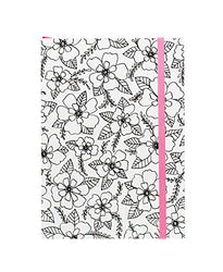 American Crafts Adult Coloring Books 5 x 7 Elastic Notebook Floral 80 Sheets
