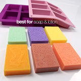 Rectangle Silicone Soap Molds - Set of 2 for 12 Cavities - Mixed Patterns - Soap Making Supplies by the Silly Pops
