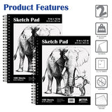 9" x 12" Sketch Paper Pad, 100 Sheets, 68 lb/100gsm Premium Paper, by Better Office Products, Spiral Bound Artist Sketch Book, Acid Free, Cold Press, Natural White