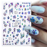 Flower Nail Art Stickers Butterfly Nail Decals Acrylic Nail Design Leaves French Nail Tip Nail Accessories Nail Art Supplies Nail Decorations for Women Girls 6Sheet