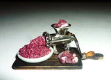Meat grinder, the meat on the board, meat. Dollhouse miniature 1:12