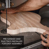 DIY Bass Guitar Kit - Build Your Own Electric Bass With Phoenix Tree Wood Body, Pickguard, Electronics, Maple Guitar Neck & Rosewood Fretboard - DIY Guitar Kit Bass Guitar Neck & Guitar Body