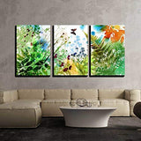wall26 - 3 Piece Canvas Wall Art - Floral Spring and Summer Design, Watercolor Painting - Modern Home Decor Stretched and Framed Ready to Hang - 24"x36"x3 Panels